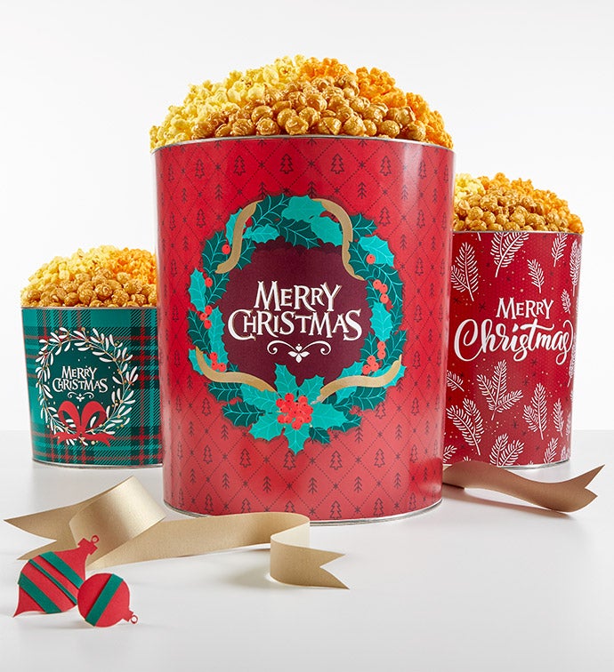Cozy Christmas 2 Gallon 3 Flavor Popcorn Tin